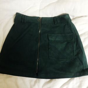 Forest Green Suede Zip Up Skirt